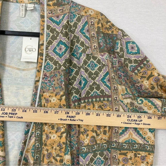 New Cato Multi Color Open Front Boho Soft Stretch Knit Cardigan size 22/24W - Picture 7 of 10
